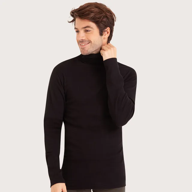 eminence-tee-shirt-col-roul-manches-longues-homme-pur-coton-noir image 1