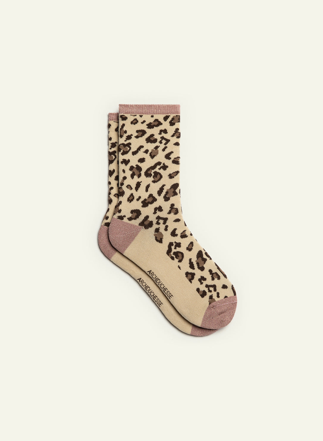 archiduchesse-chaussettes-fantaisie-l-opard-scintillante-rose image 2
