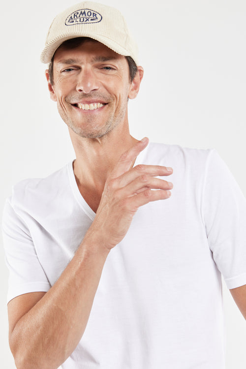armor-lux-h-ritage-t-shirt-homme-col-v-uni-coton-bio-l-ger image 3