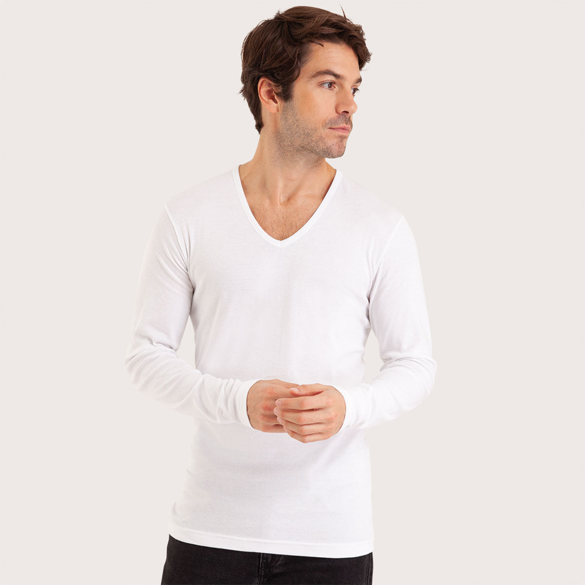 eminence-3v18-tee-shirt-col-v-manches-longues-pur-coton image 1