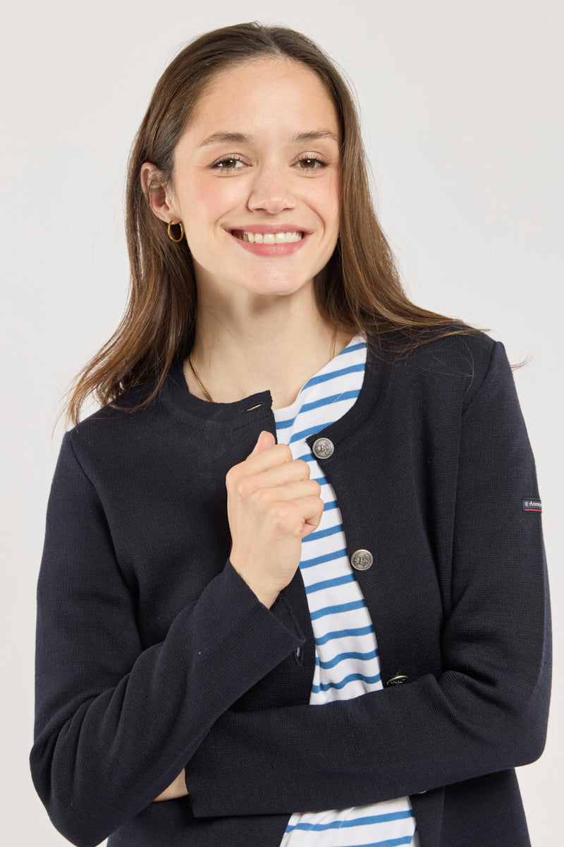 armor-lux-veste-longue-mellac-maille-milano-femme image 2