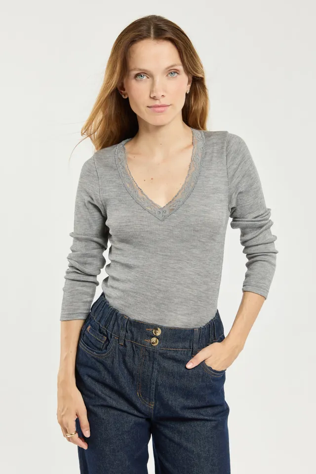 armor-lux-t-shirt-femme-manches-longues-laine-et-soie-c-te-2x2 image 1