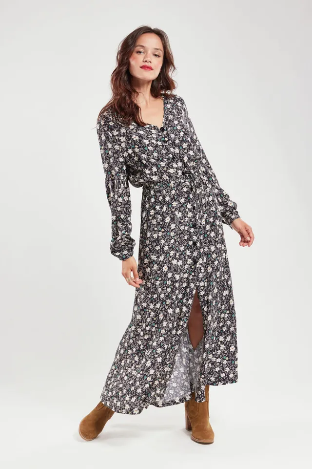 armor-lux-robe-longue-fleurie-femme-cupro-viscose image 1