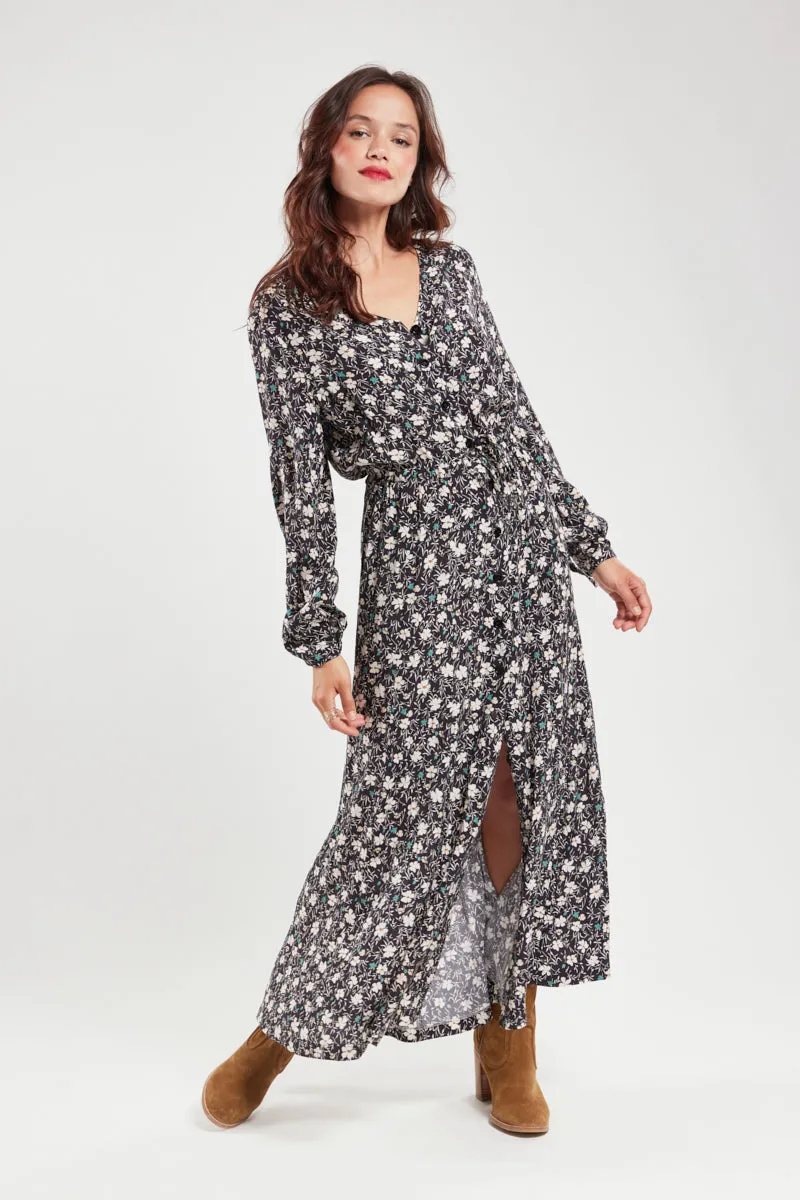 armor-lux-robe-longue-fleurie-femme-cupro-viscose image 1