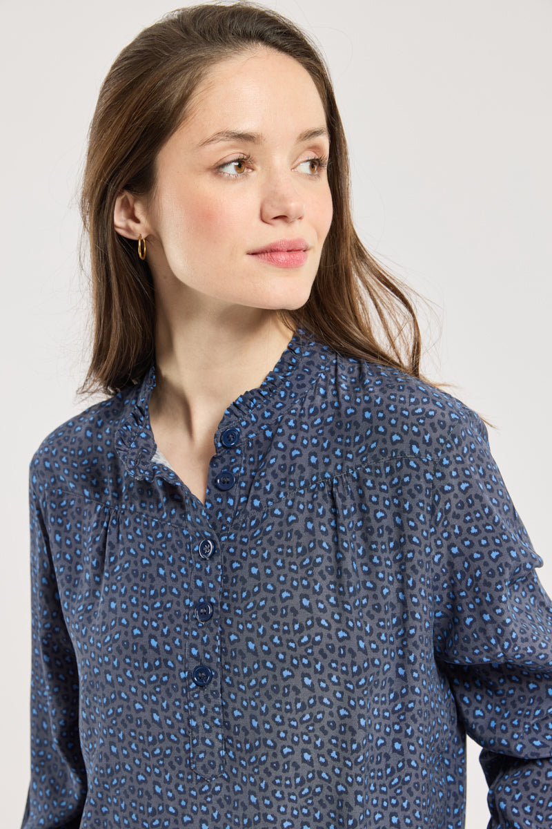 armor-lux-robe-l-opard-cupro-bleu-manches-longues image 4