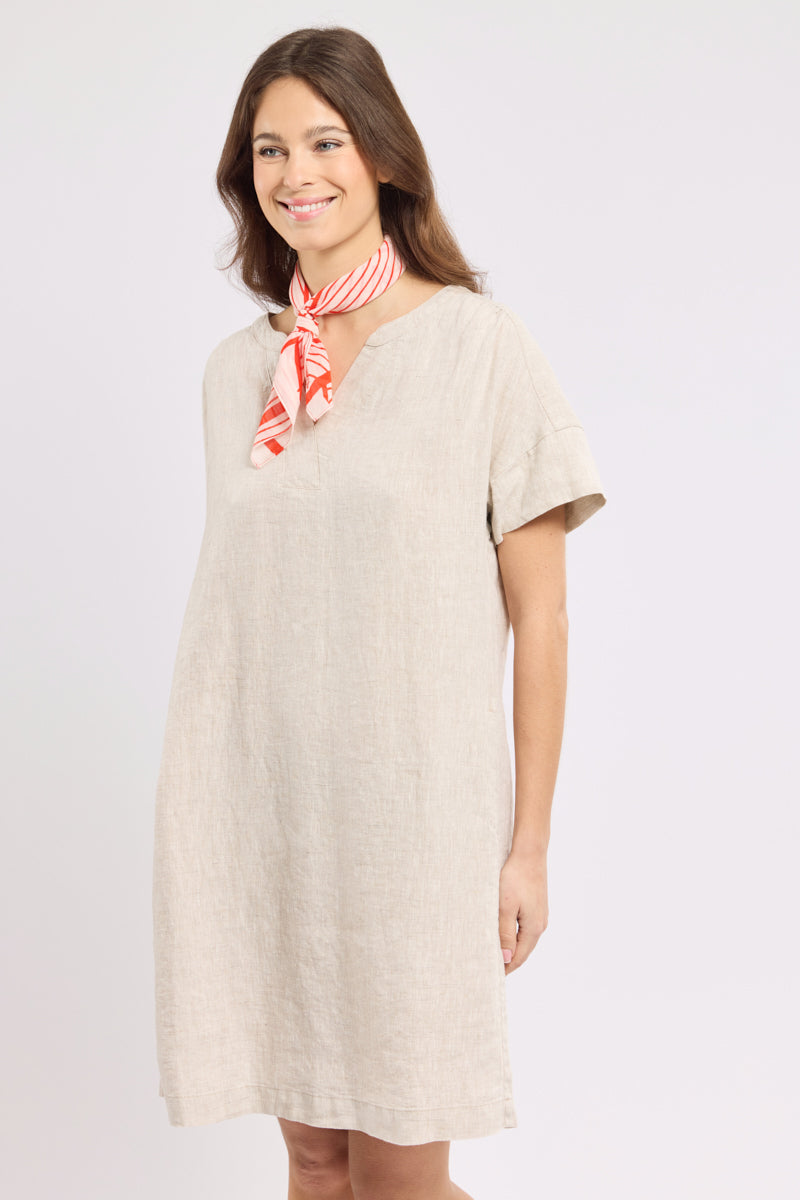 armor-lux-robe-courte-100-lin-col-rond-fente-v image 1