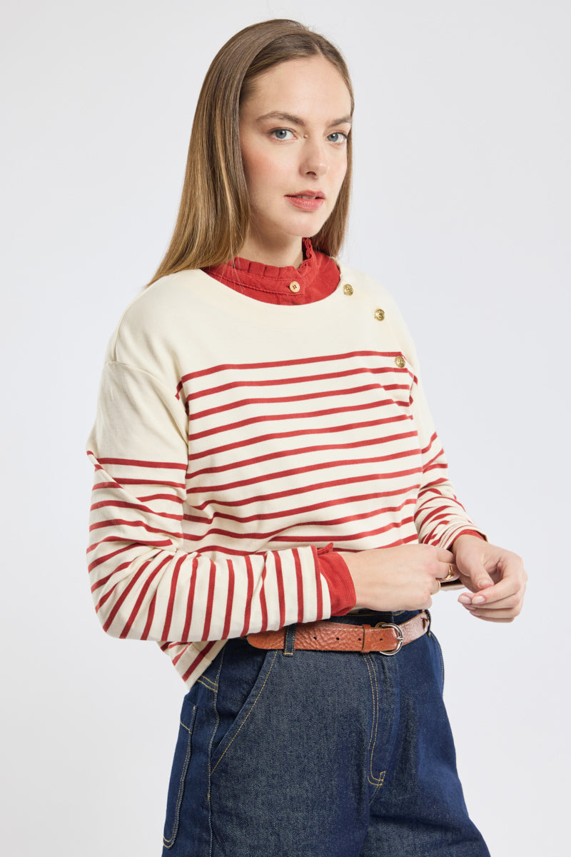 armor-lux-marini-re-femme-col-boutonn-coton-pais image 4