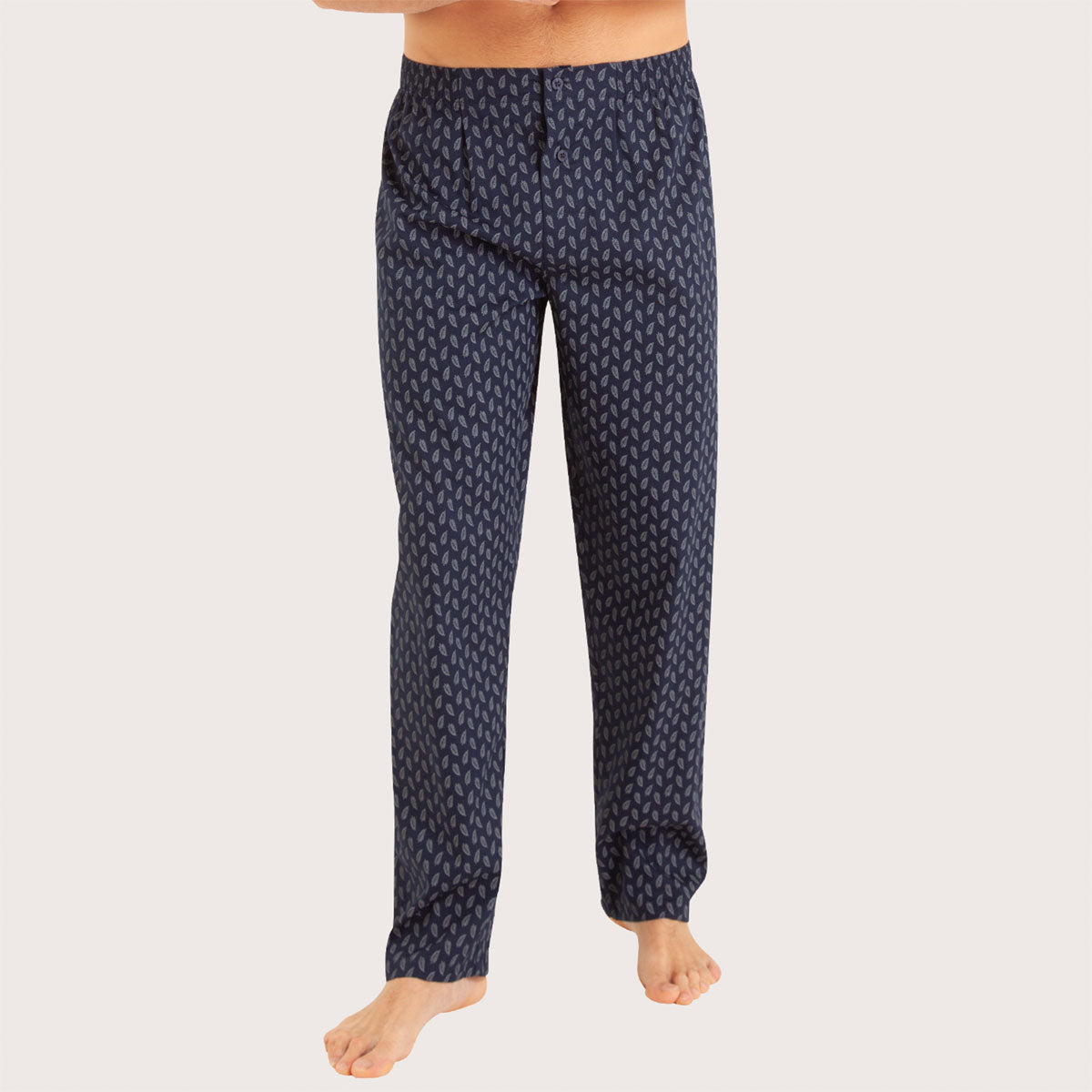 eminence-pyjama-long-ouvert-homme-popeline-feuilles-coton image 3