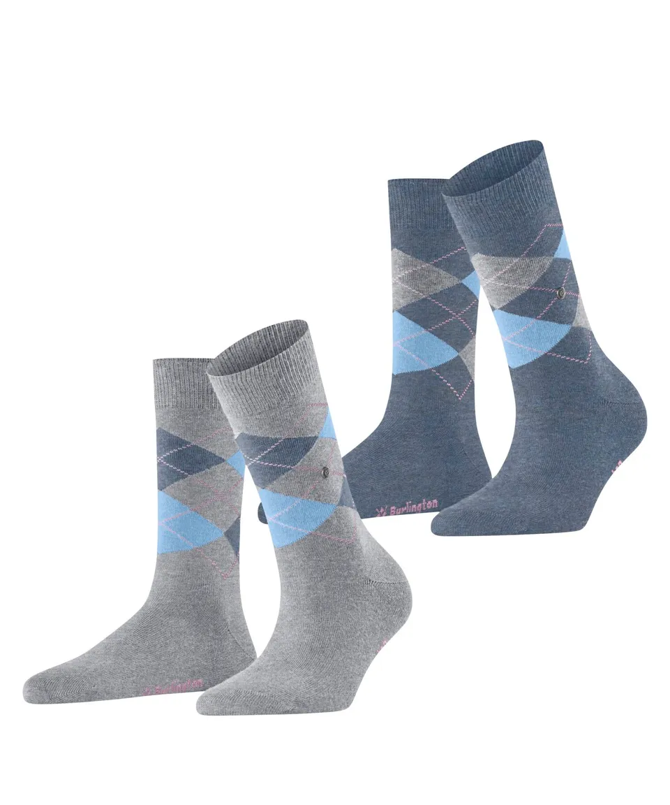 burlington-everyday-argyle-chaussettes-femme-coton-lot-de-2-gris-arctic-36-41 image 1