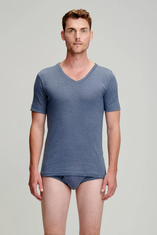 armor-lux-t-shirt-col-v-homme-coton-bio-pais-c-te-1x1 image 1