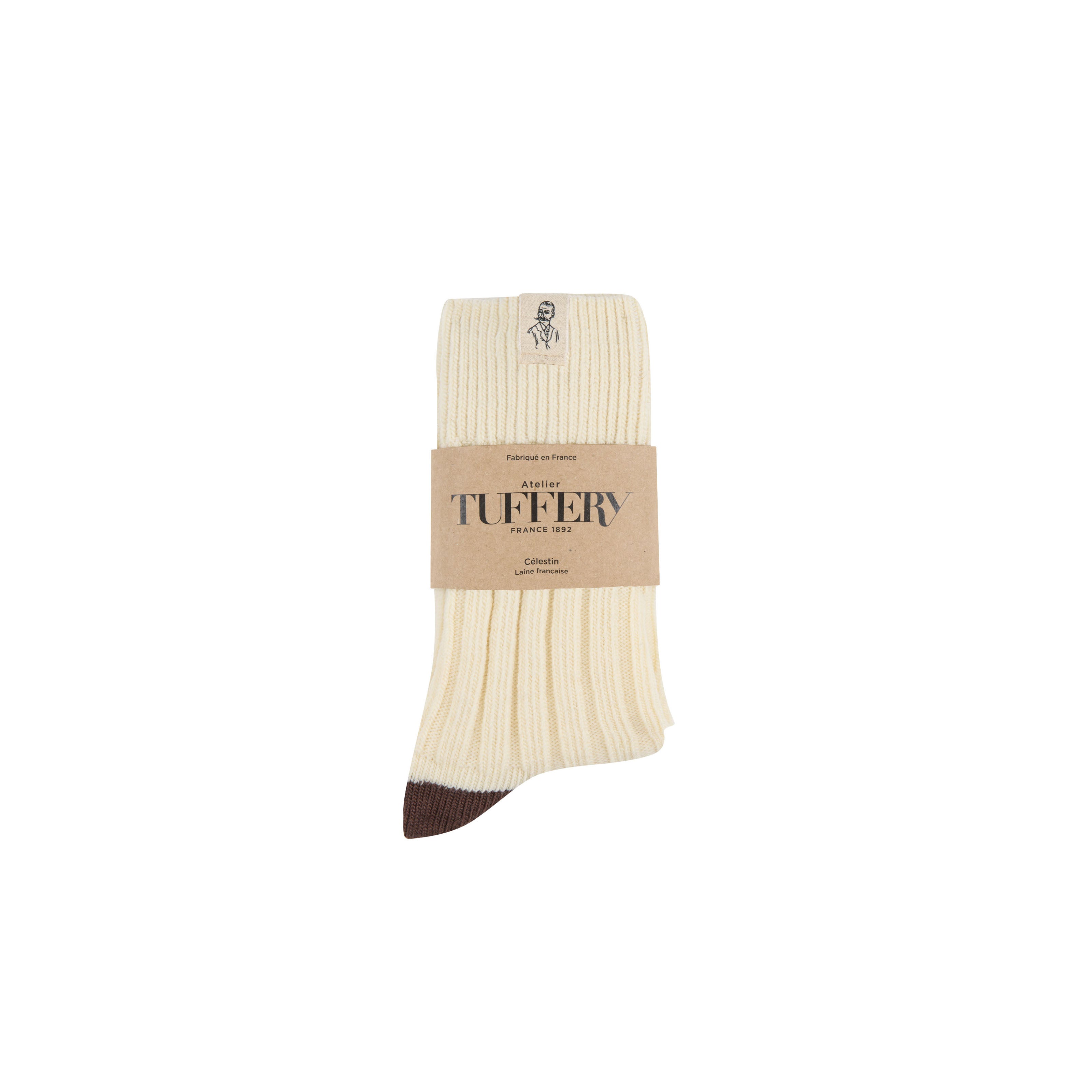 atelier-tuffery-chaussettes-paisses-laine-fran-aise-cru-marron-femme image 2