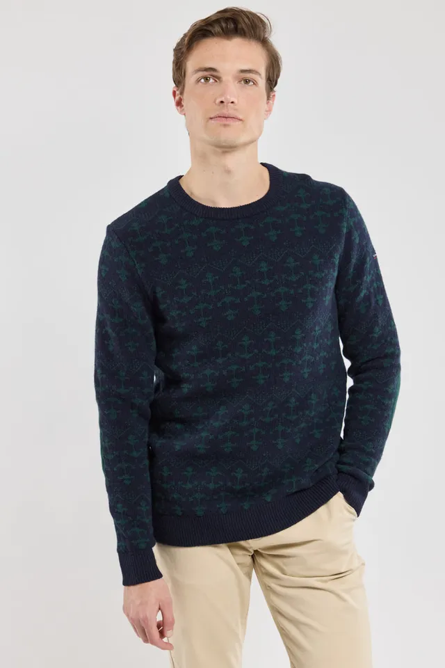 armor-lux-pull-jacquard-ancres-homme-laine-80-coudi-res image 1