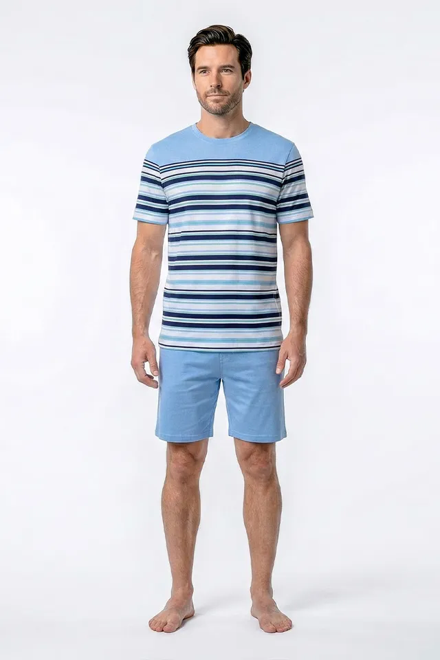 armor-lux-pyjama-short-ray-homme-coton-l-ger image 1