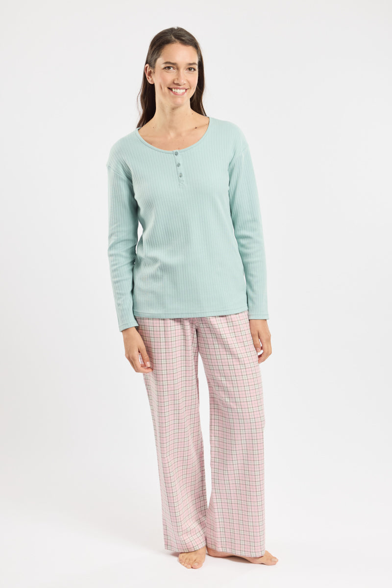 armor-lux-pyjama-droit-femme-t-shirt-manches-longues-pantalon-coton image 1