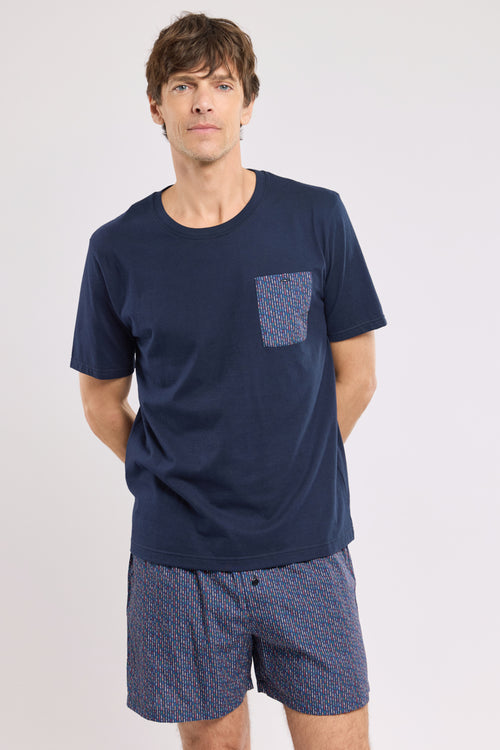 armor-lux-pyjama-homme-t-shirt-uni-short-motif-coton image 2