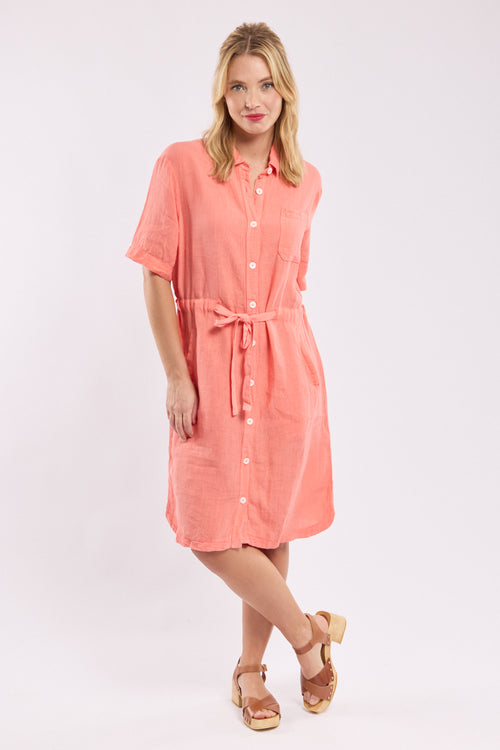 armor-lux-robe-courte-ceintur-e-lin-col-chemise image 7