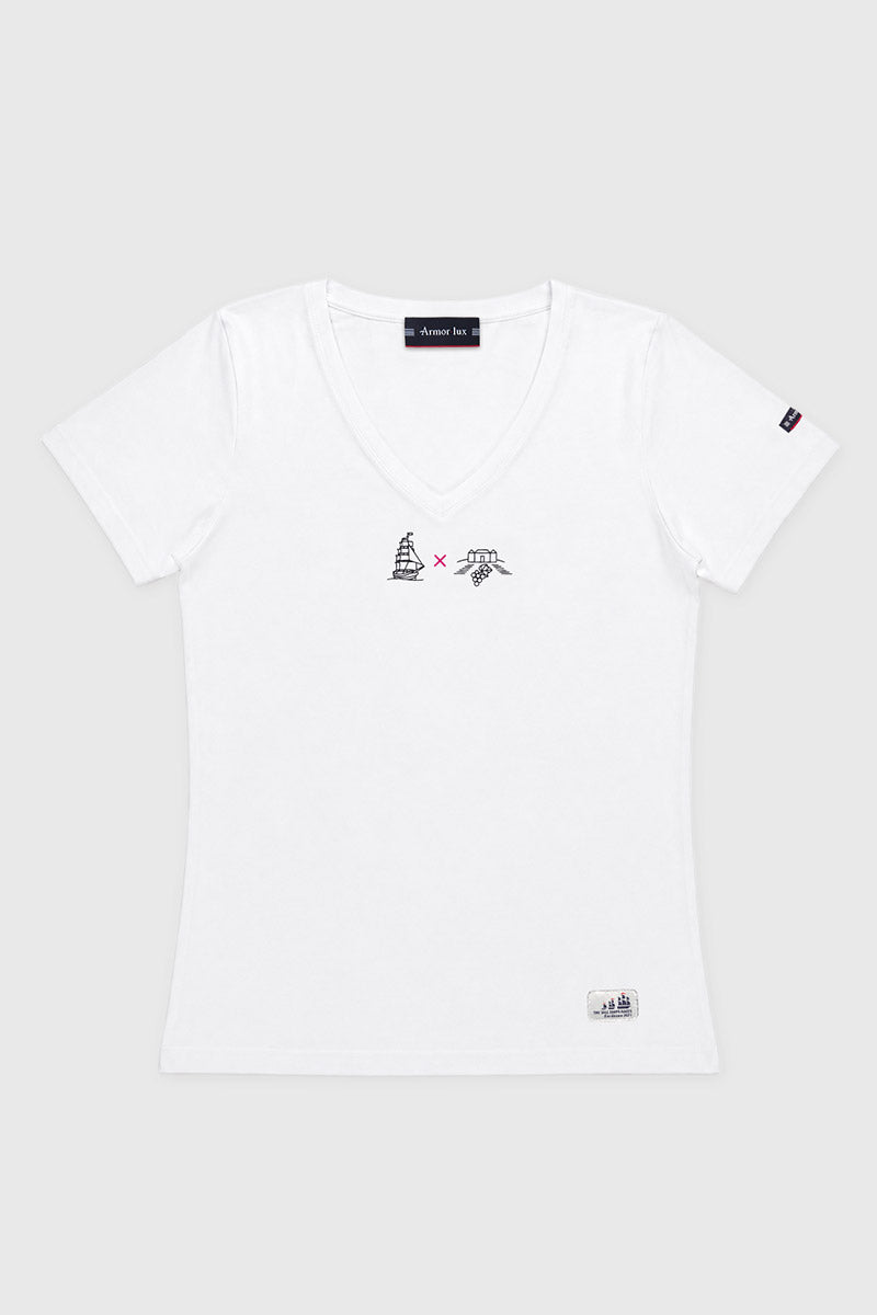 armor-lux-t-shirt-femme-voiles-vignobles-col-v-coton image 1