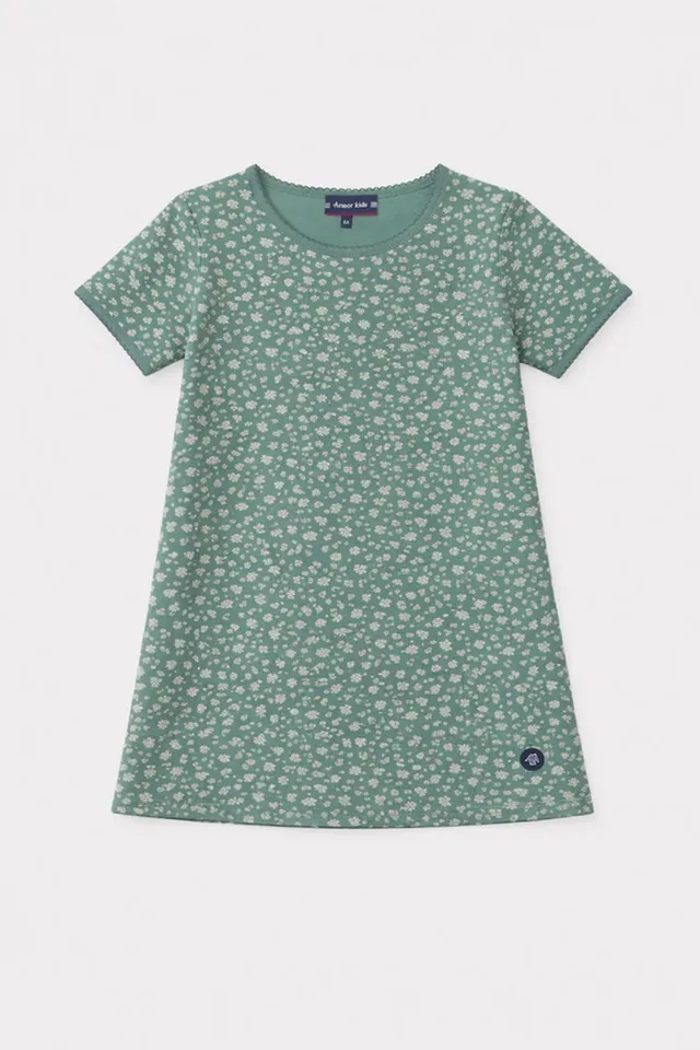 armor-lux-kids-chemise-de-nuit-coton-l-ger-fleurs-manches-courtes image 1