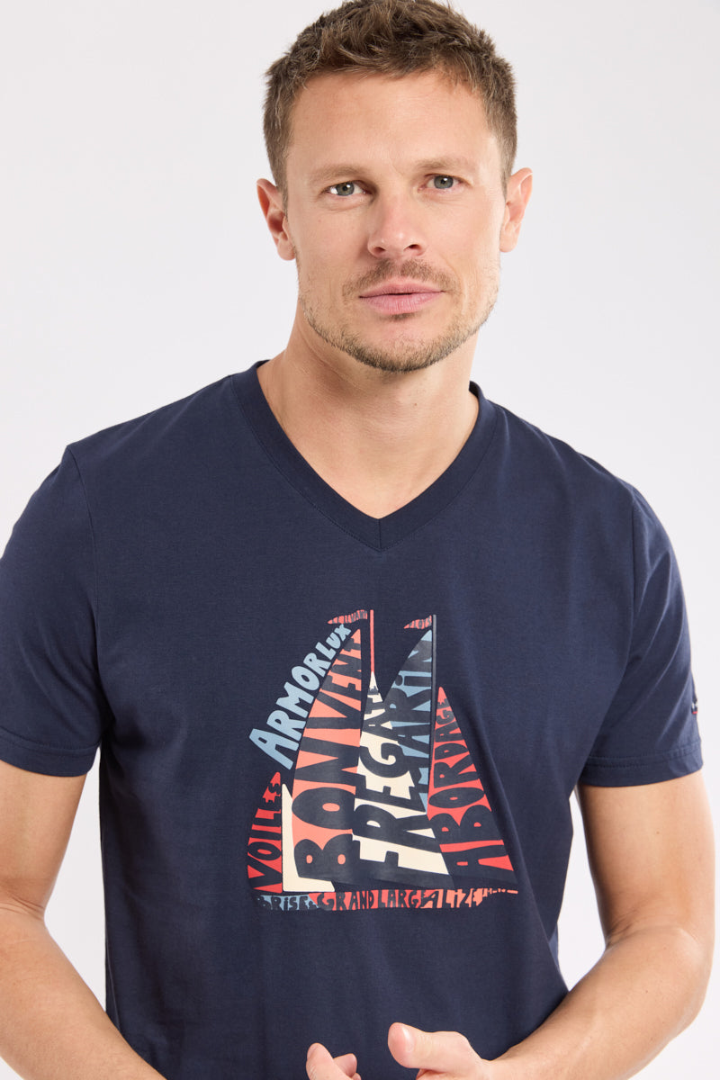 armor-lux-t-shirt-col-v-s-rigraphi-voiles-coton-l-ger-homme image 2