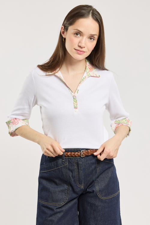 armor-lux-polo-femme-floral-100-coton-manches-3-4-ajust image 2
