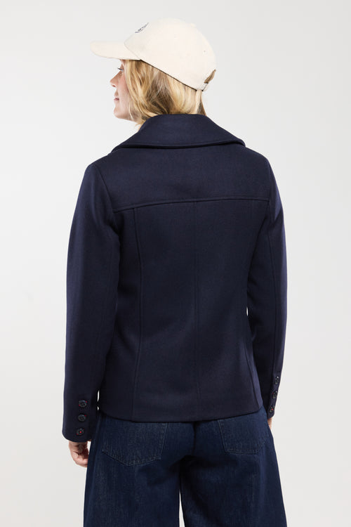 armor-lux-caban-court-femme-laine-bouillie-double-boutonnage-passepoil-rouge image 7