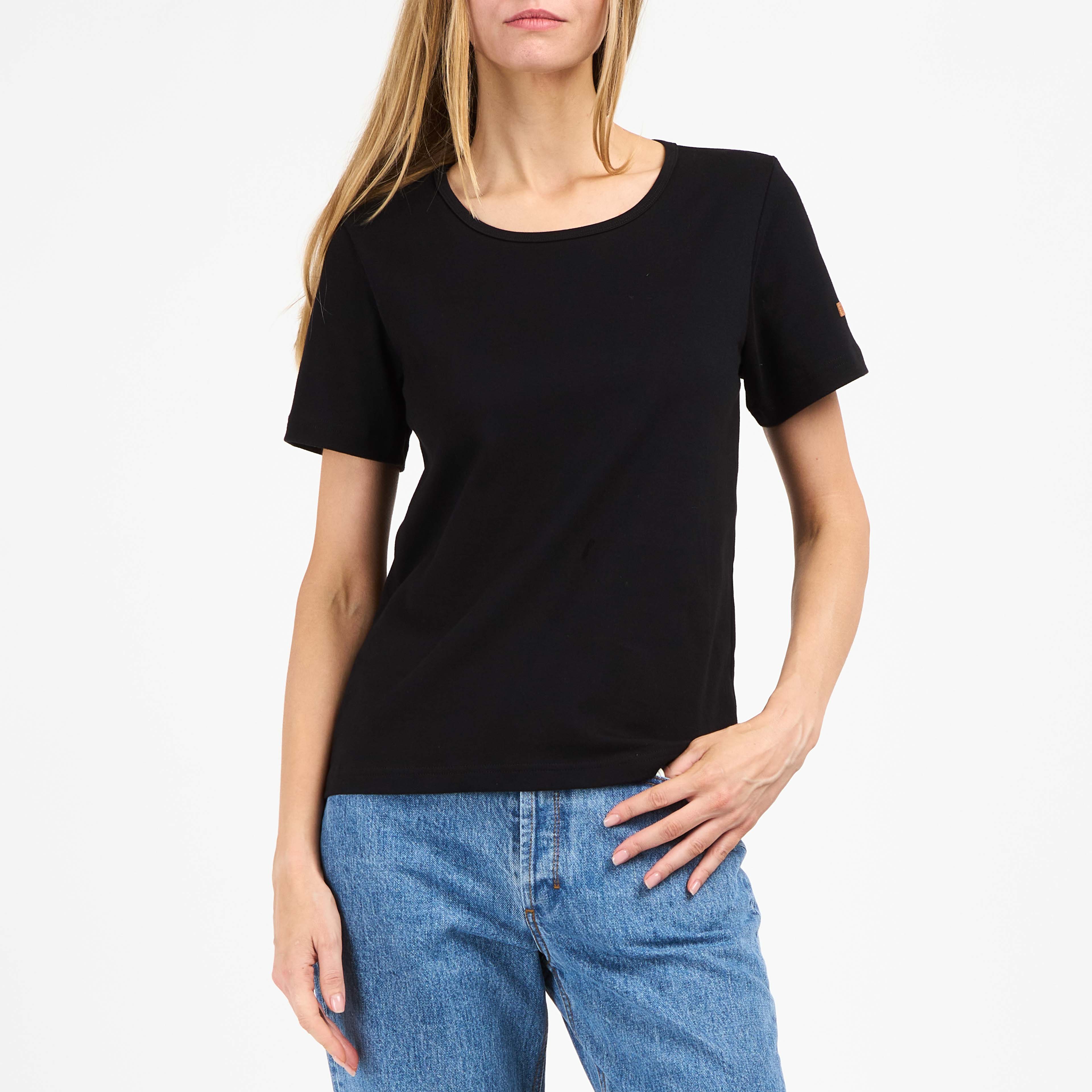 atelier-tuffery-t-shirt-femme-noir-coton-bio-col-rond image 2