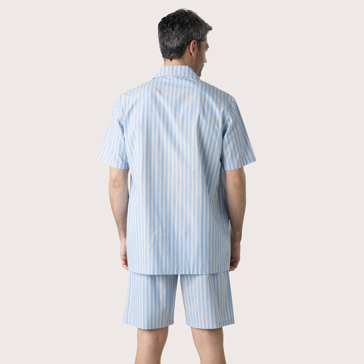 eminence-pyjama-court-ouvert-homme-popeline-ray-ciel-camel image 4