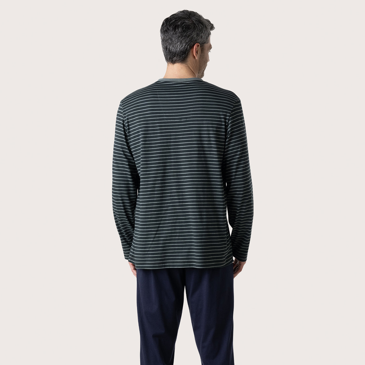 eminence-pyjama-long-homme-smileyworld-jersey-coton-vert-marine image 4