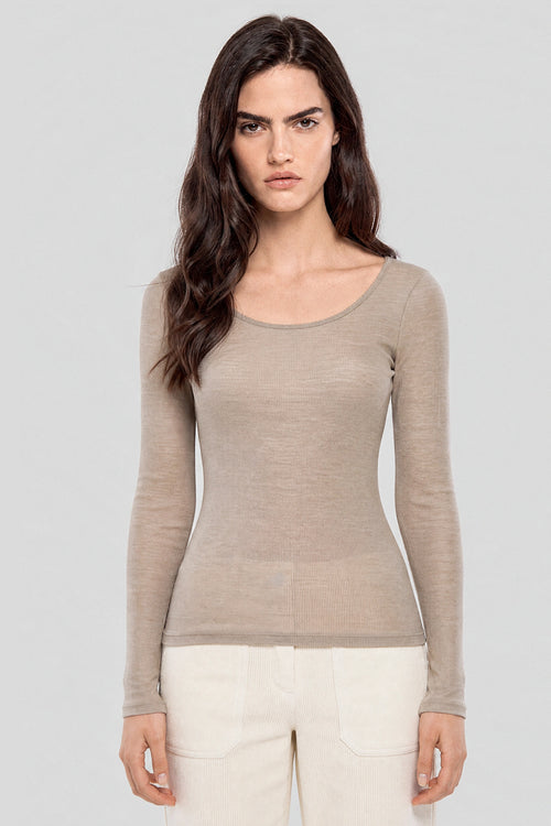 armor-lux-t-shirt-nuit-femme-manches-longues-laine-et-soie-c-te-2x2-2 image 2