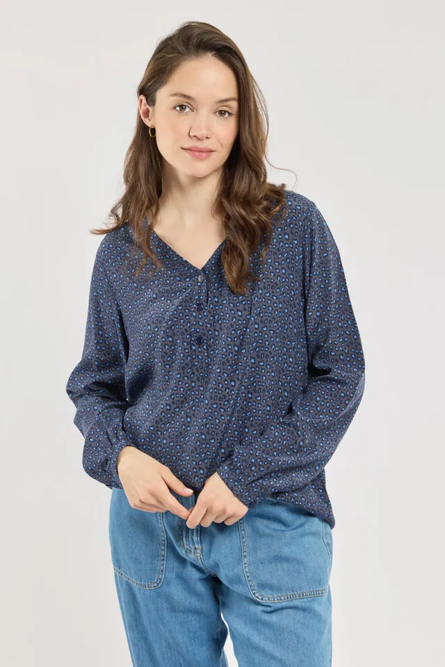armor-lux-blouse-femme-imprim-l-opard-cupro-manches-longues-col-v image 1