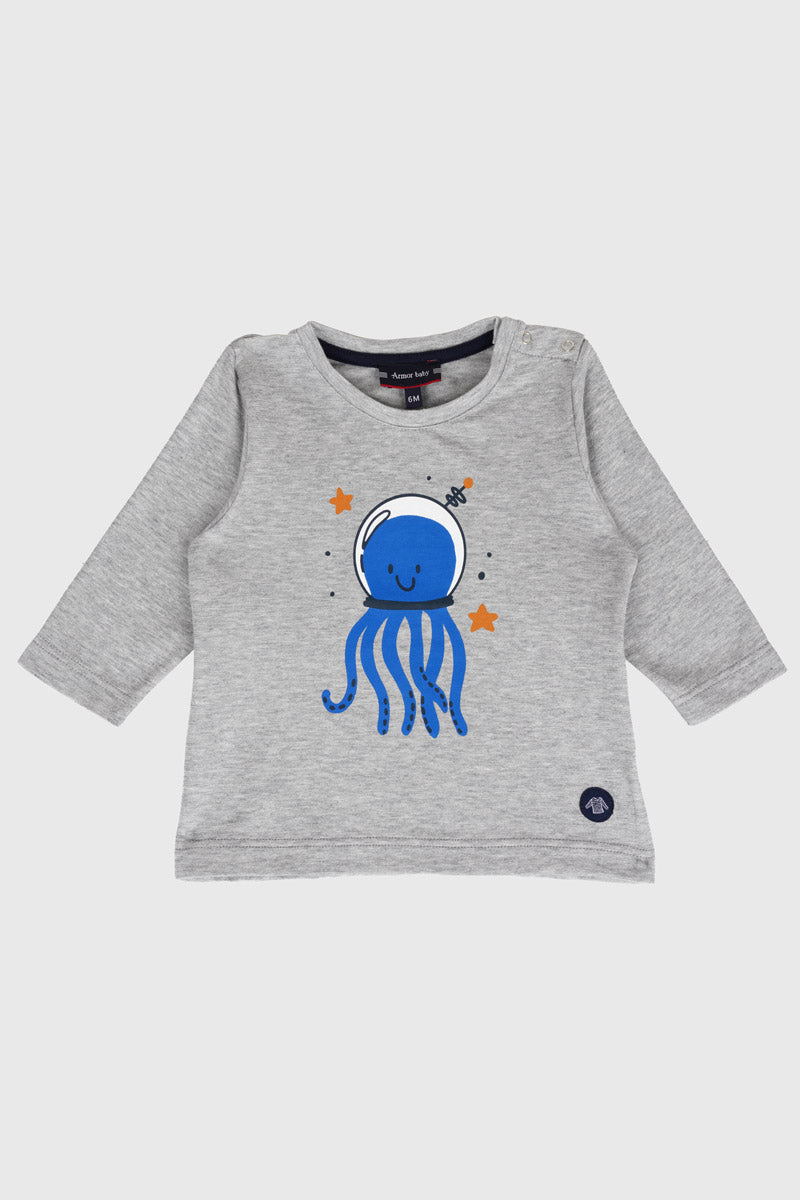 armor-lux-t-shirt-baby-manches-longues-coton-s-rigraphie-pieuvre image 1