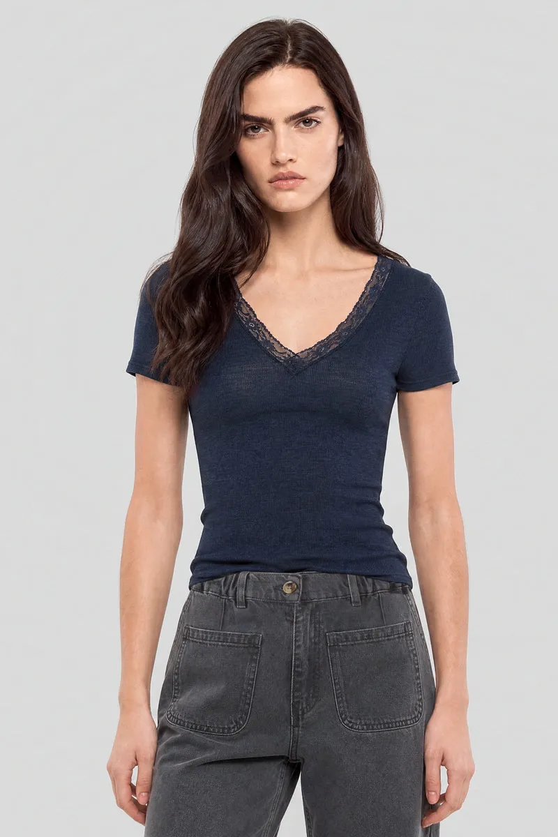 armor-lux-t-shirt-laine-et-soie-femme-manches-courtes image 1