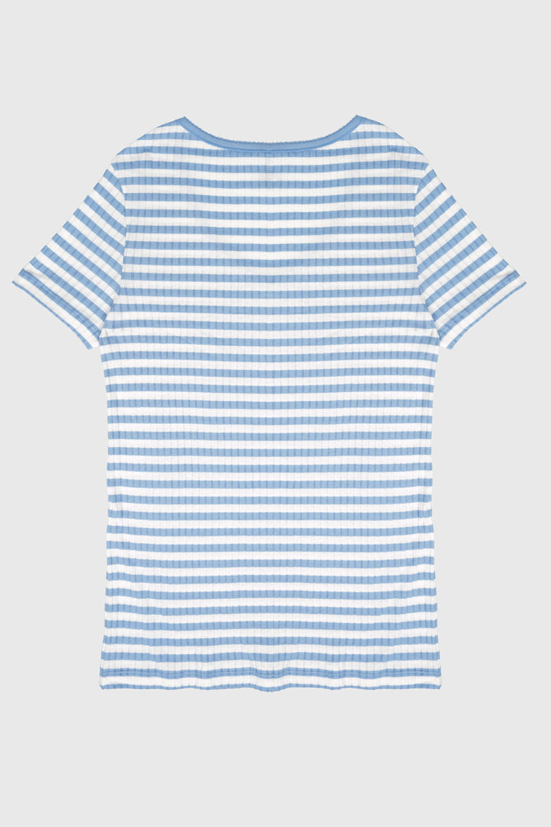 armor-lux-t-shirt-manches-courtes-femme-coton-bio-col-v-ray image 2