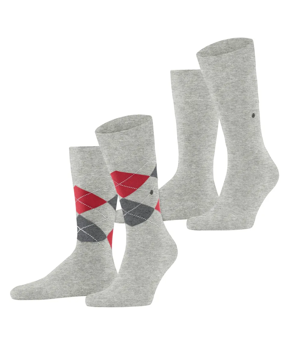 chaussettes-burlington-everyday-argyle-mix-lot-de-2-paires-coton-gris-light-heat image 1