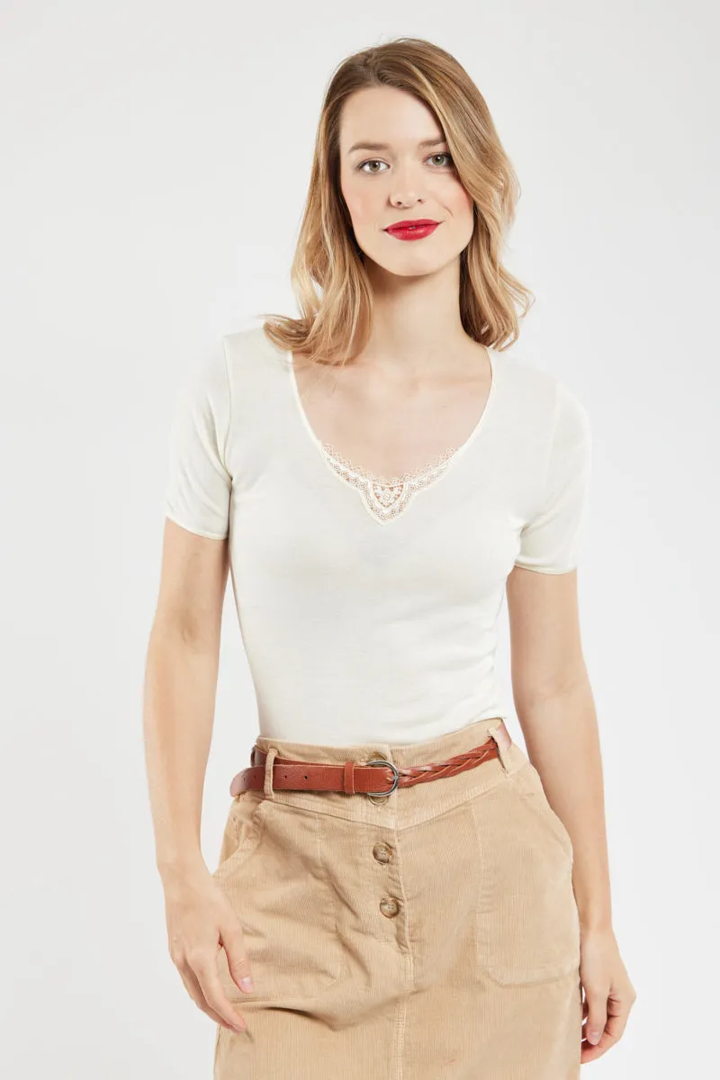 armor-lux-t-shirt-col-dentelle-femme-laine-et-soie-2 image 1