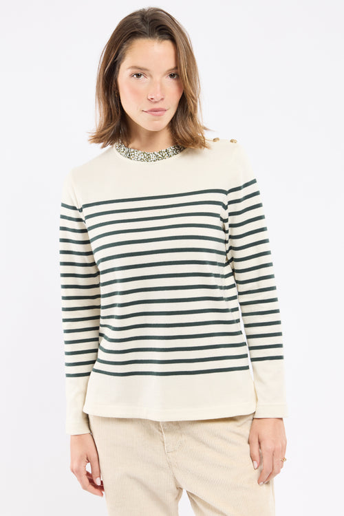 armor-lux-marini-re-femme-col-fleuri-jersey-rustique-100-coton image 6