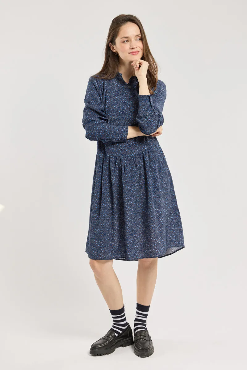 armor-lux-robe-l-opard-cupro-bleu-manches-longues image 1