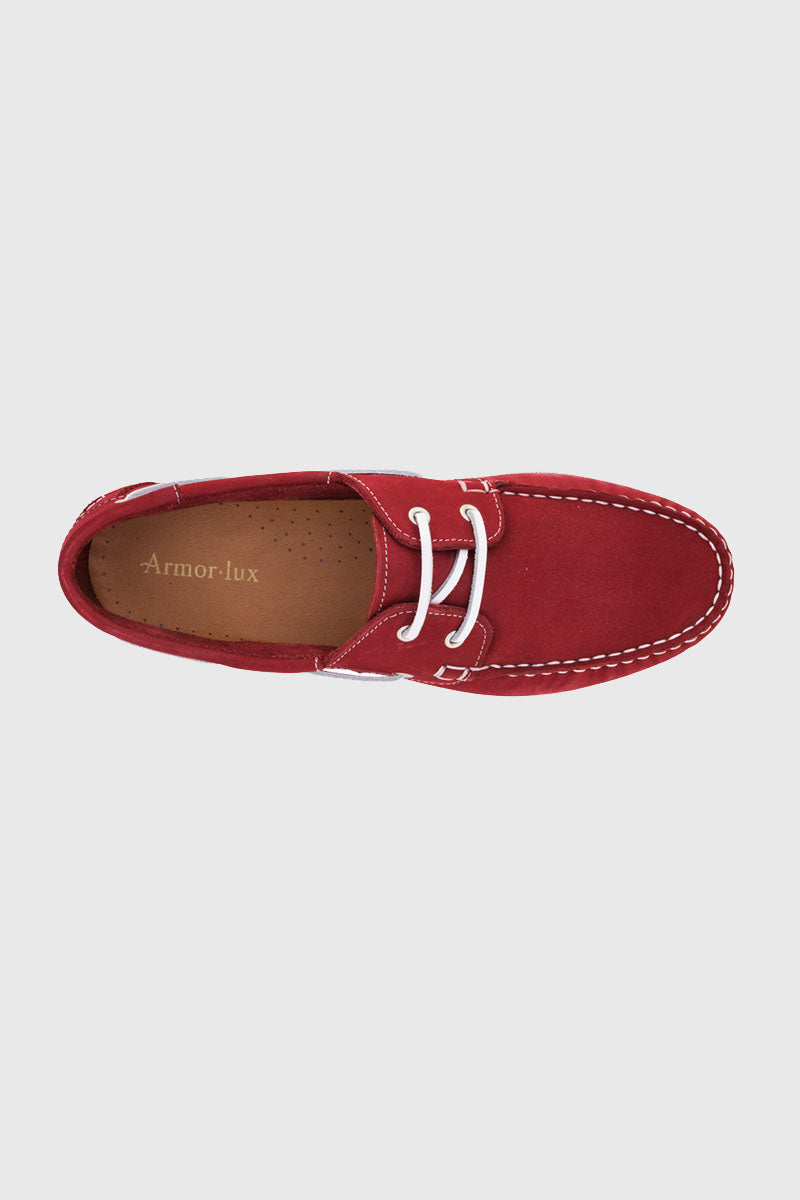 armor-lux-frehel-chaussures-bateau-cuir-su-d-rouge-brique image 2