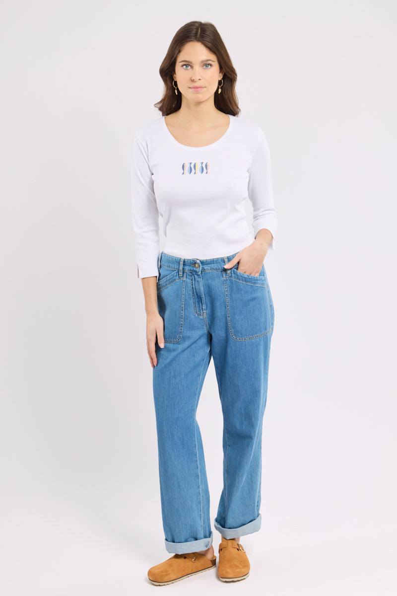 armor-lux-t-shirt-femme-manches-3-4-coton-l-ger-s-rigraphi image 3