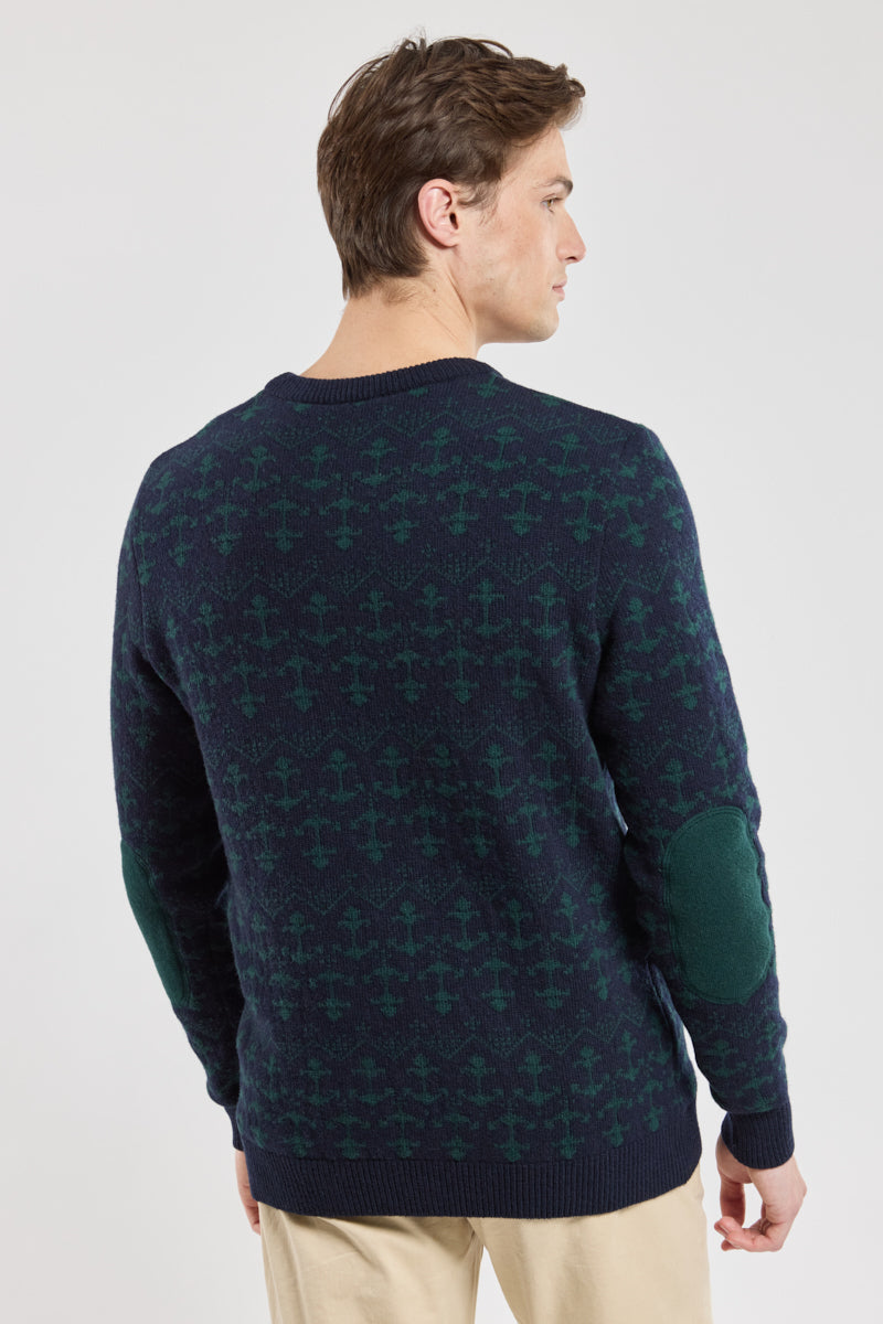 armor-lux-pull-jacquard-ancres-homme-laine-80-coudi-res image 3