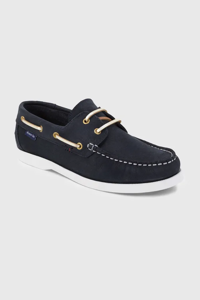 armor-lux-chaussures-bateau-frehel-homme-cuir-bleu-marine image 1