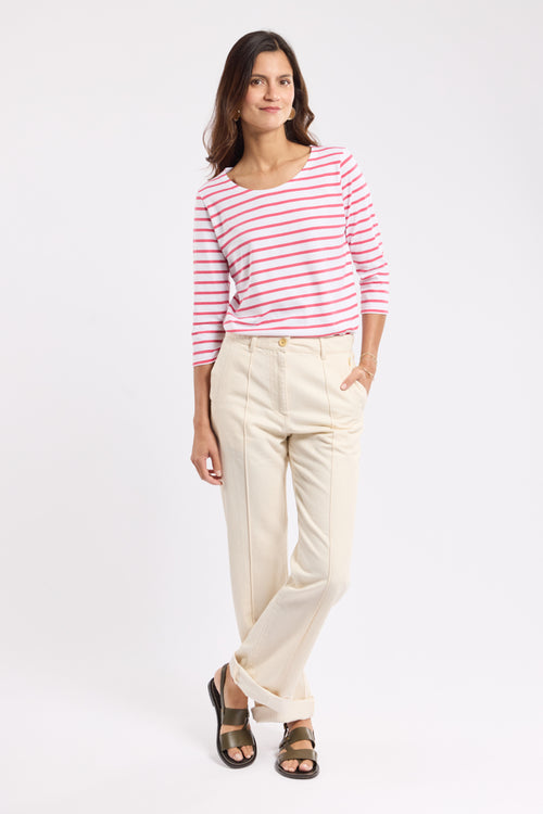 armor-lux-h-ritage-top-ray-femme-3-4-coton-l-ger-col-bateau image 4