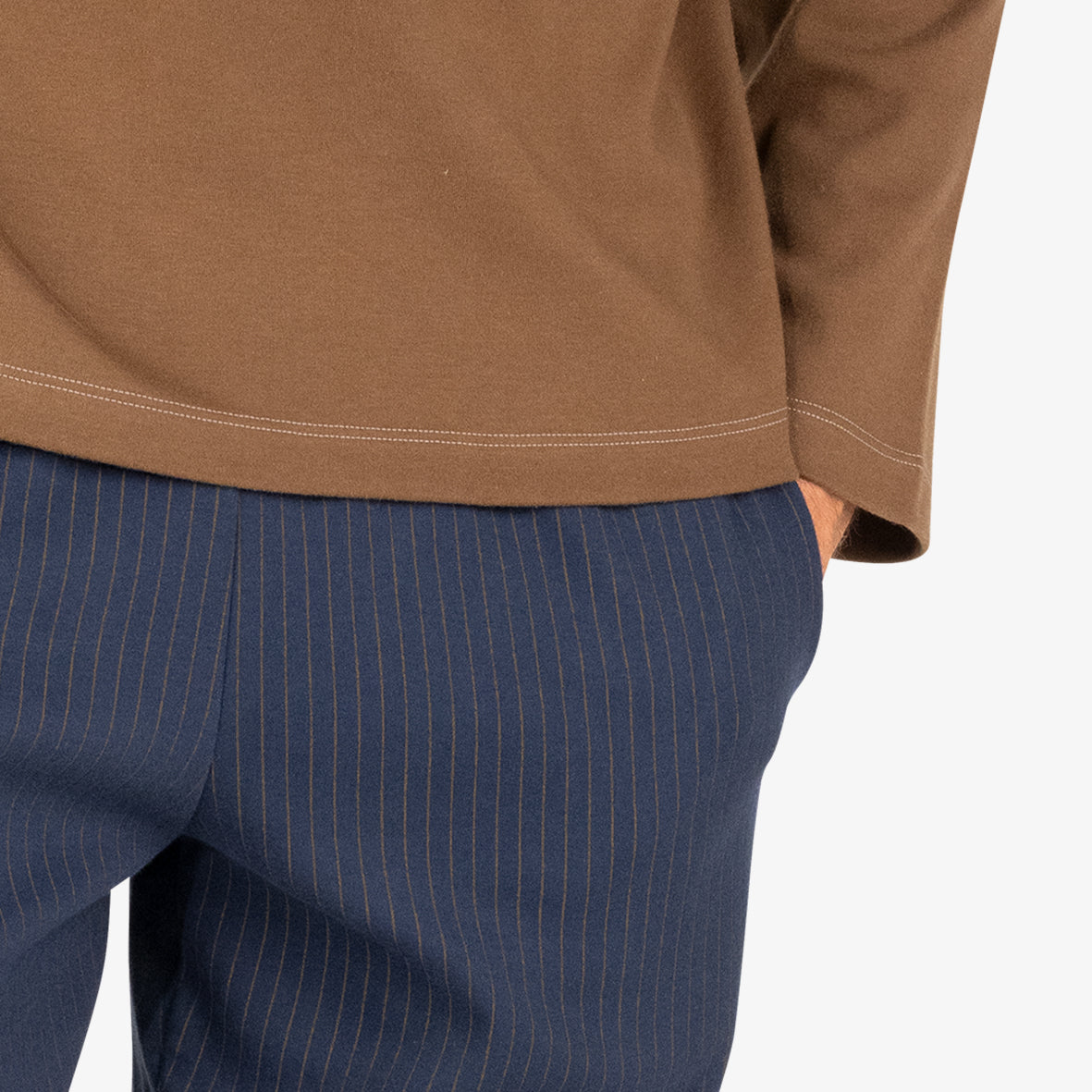 eminence-pyjama-long-homme-interlock-haut-col-t-blanc-bas-marine image 3