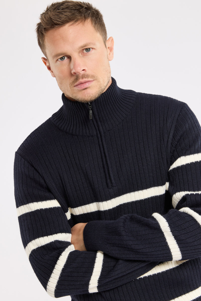 armor-lux-pull-camionneur-laine-homme-ray-col-zip image 4