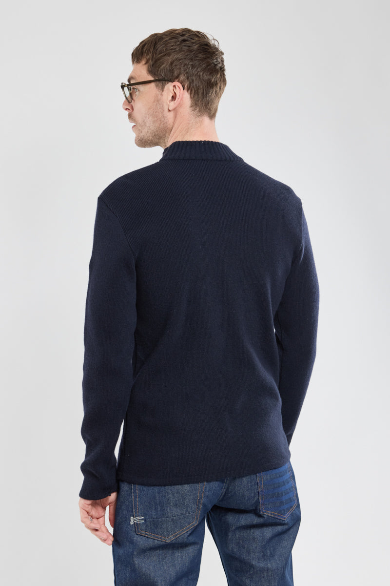 armor-lux-pull-marin-zipp-homme-col-montant-bicolore-coton image 5