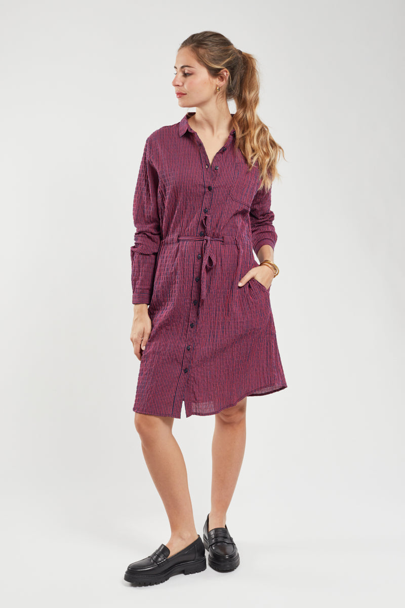 armor-lux-robe-chemise-carreaux-coton-ceinture-nouer image 4