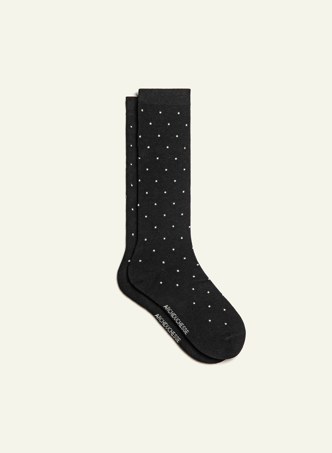 archiduchesse-pixel-blanc-chaussettes-fantaisie-mi-hautes-noires-points image 2