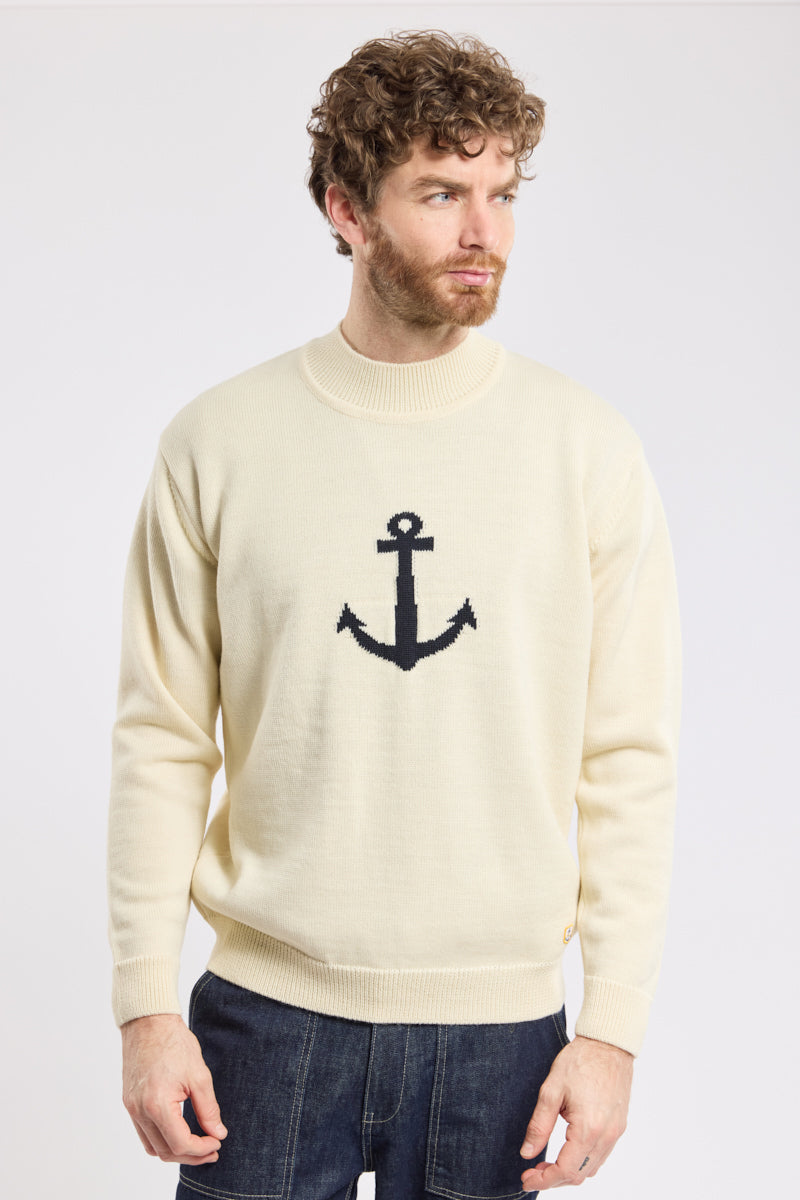 armor-lux-pull-heritage-col-montant-homme-100-laine-ancre image 1