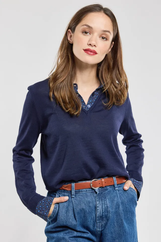 armor-lux-pull-col-trompe-l-il-bi-mati-re-femme-laine-acrylique image 1