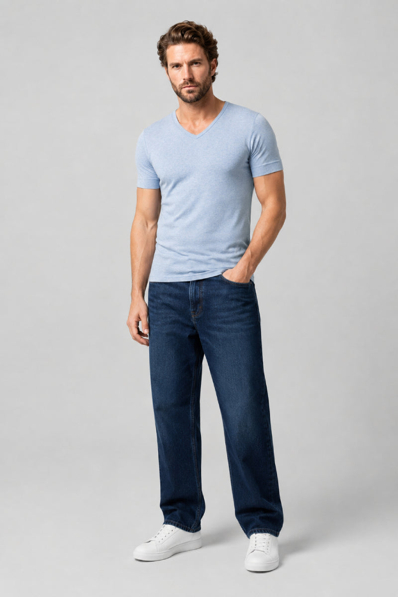 armor-lux-t-shirt-col-v-homme-coton-bio-pais image 3